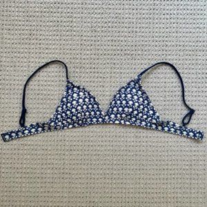 J. Crew FRENCH BIKINI TOP IN BLUE STAMP FLORAL - XXS